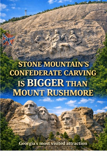 Stone Mountain's Confederate carving is bigger than Mount Rushmore. It's the largest Confederate monument in the world and Georgia's most visited attraction. Should it be removed or kept? Comment below. 👇 #stonemountain #confederate #controversial #debatetiktok #georgiahistory Stone Mountain carving, Confederate monument, bigger than Mount Rushmore, largest Confederate memorial, Stone Mountain Georgia, controversial monument