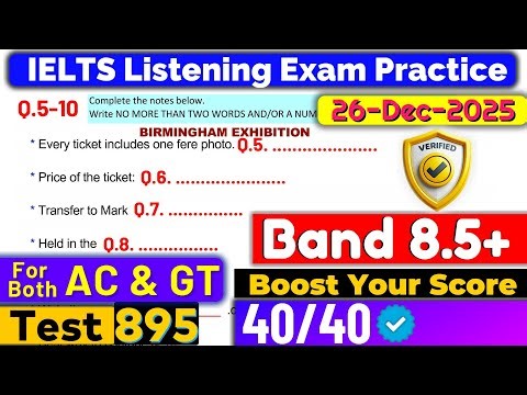 IELTS Listening Practice Test 2025 with Answers | Recent Exam - 26.12.2025