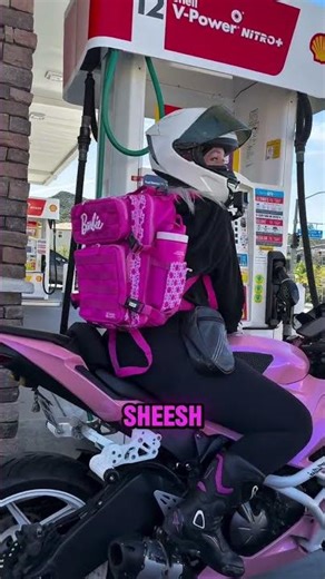 Is that a PINK Motorcycle AND a BARBIE Backpack? 😱🩷