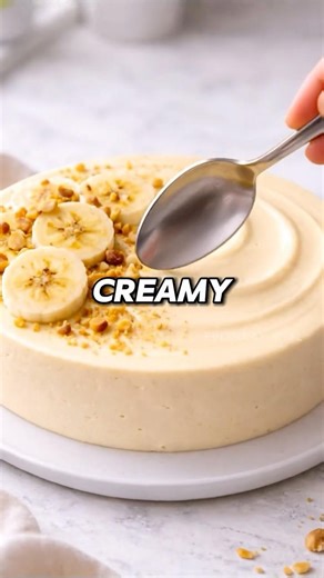 4-Ingredient Banana Cheesecake?! 😳🍌 Creamy & Easy!