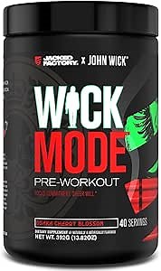 Jacked Factory X John Wick - Wick Mode Pre Workout Powder - Intense Energy, Battle-Ready Focus, Unstoppable Commitment, and Sheer Will - 40 Servings, Osaka Cherry Blossom