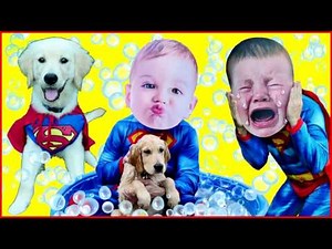 Crying Baby Superheroes in Real Life NERF FOOTBALL FUN Superhero Crying Babies BIG HEAD BABIES1