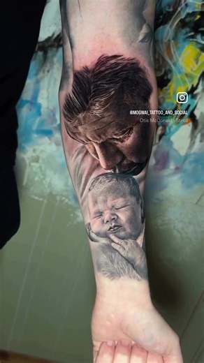 Father and Daughter Tattoo Portrait: A Unique Design
