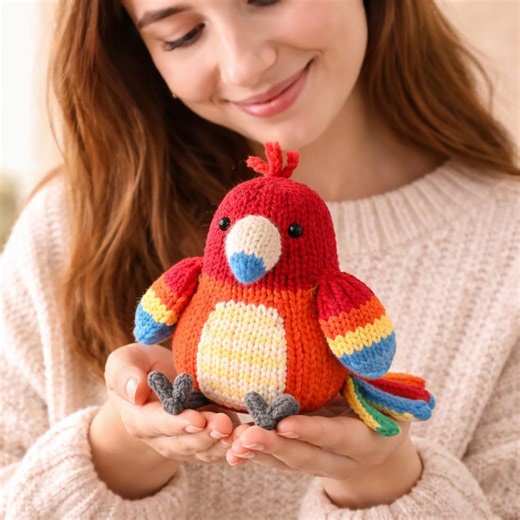 Rainbow Parrot Plush Knitting Pattern PDF, Bird Softie Tutorial, Tropical Toy - Etsy