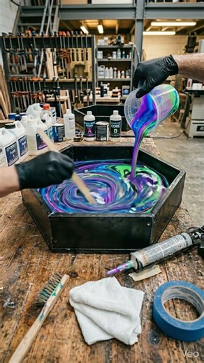 Hexagonal Neon Cyberpunk Epoxy Table Build (Satisfying Resin Art Transformation)