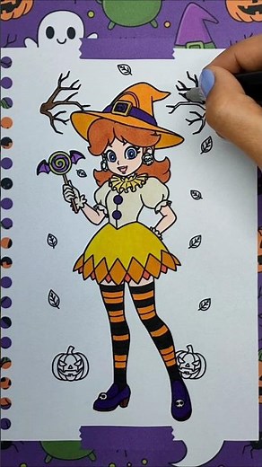 Coloring Princess Daisy Halloween | Fun Art for Kids