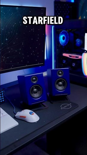 A2+ speaker system by Audio Engine #gamingsetup #starfieldgame #speakers #workspace #bethesda