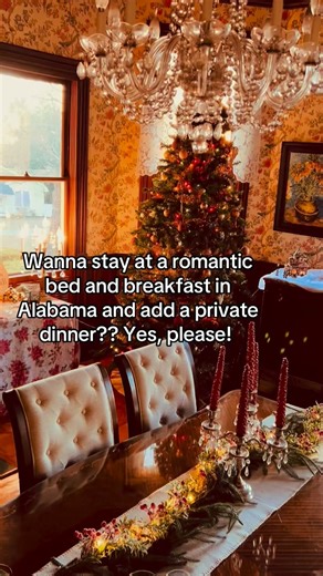 A romantic bed and breakfast in alabama isn’t just about where you sleep—it’s about how the night unfolds. Add a private dinner in our formal dining room and suddenly the whole evening slows down in the best way. No crowds. No timelines. Just time together. Tap and save, then come back when you’re ready to plan! #romanticbedandbreakfastinalabama #lodginginalabama #lakemartingetaway #privatedining #anniversarytrip #vacation | Mistletoe Bough Bed & Breakfast