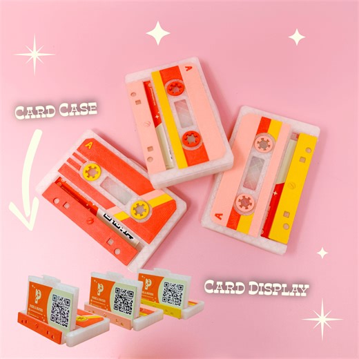 Retro Cassette Tape Business Card Holder - Kitschy Vaporwave 80s 90s Accessory Cute Nostalgic Stand - 3D model by pixelandpapier on Thangs