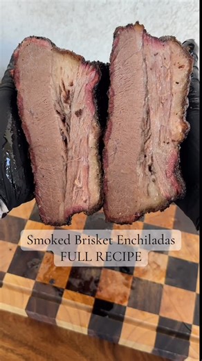 Jordan Lewis on Instagram: "FULL RECIPE: 18-hour smoked brisket enchiladas. You’re going to want to save this one. And of course, happy birthday baby Rocky! @asael_lopez #brisket #enchiladas #recipe #texmex #bbq"