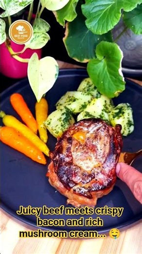 Bacon-Wrapped Beef Tenderloin Recipe | Juicy Steak with Creamy Mushroom sauce #BeefTenderloin #food