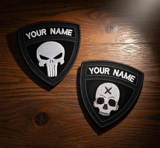 Custom Name Patch, Skull Tactical Embroidered Badge, Military Style Backpack ID - Etsy
