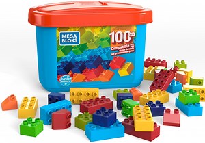 Mega Bloks Junior Builders 100-pc Building Tub with Building Blocks, Building Toys for Toddlers (100 Pieces)