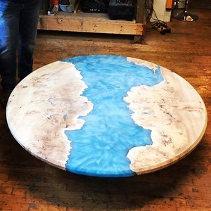 2.1K views · 111 reactions | Round and Round! #round #blue #rivertable #cottonwood #epoxy #epoxyresin #madeinhamilton #local #shoplocal #toronto #nyc #luxury #handmade #design #interiordesign #interiordesigner #craftsman #table #rusticdesignsbyrich | Rustic Designs by Rich | Facebook