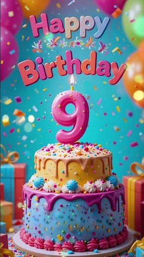 Vibrant 9th Happy Birthday Cake Wishes 🎂 Colorful Balloons, Gifts & Fun Decorations #9thbirthday