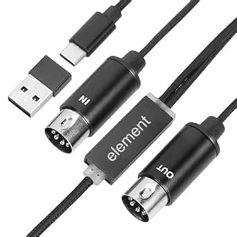 USB/Type-C to MIDI Interface MIDI Cable Adapter with Input & Output Connecting with Keyboard/Synthesizer for Editing & Recording Track Work with Windows/Mac OS/Android for Studio Type-C/USB MIDI Cable