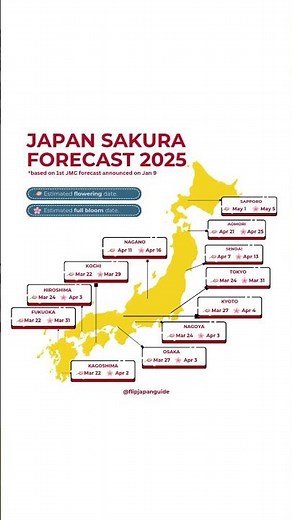 Dreaming of cherry blossoms? 🌸 Here's the 2025 Japan Sakura forecast! Get ready to chase blooms!