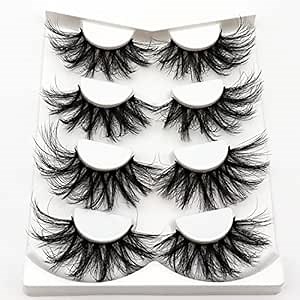 Losha 25mm Lashes Big Fluffy False Eyelashes 3D Dramatic Long Volume Faux Mink Lashes Pack 4 Pairs