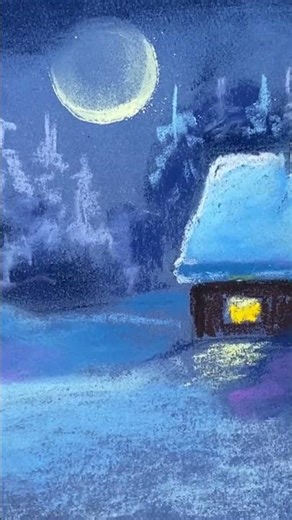 A hare in a winter forest #drawing #moon #painting #art #winter