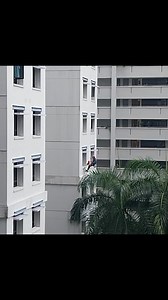 Washing outer walls using ropes is a professional high-level cleaning technique known as rope access or abseil cleaning. This method involves trained technicians using specialized harnesses and ropes to descend from the top of a building, providing efficient and safe access to difficult-to-reach exterior surfaces. | SG Warehouse Sale & Events