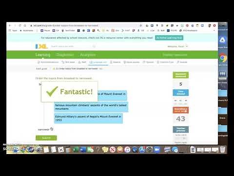 IXL J.1 Ordering Topics from Broadest to Narrowest