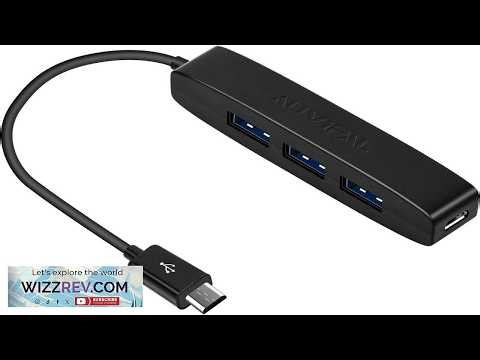 AuviPal 3 Port Micro USB OTG Hub Adapter (3 USB Ports + Power
