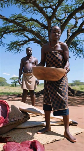 Makonde Tribe Butchers & Cooks Giant Eland 😱 #triballife #viral #shorts