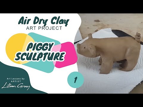 Air Dry Clay Pig Sculpture by Lillian Gray