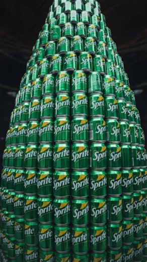 Stacking 100 spray empty cans