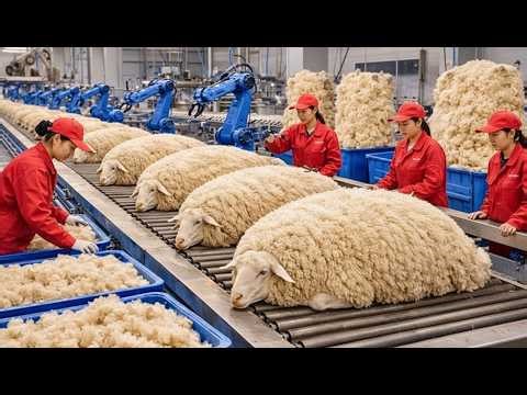 How Sheep Wool Becomes Luxury Textile – Industrial Wool Processing Factory (Full Process)