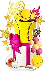 Amazon.com: DRWATE 22pcs Softball Cake Toppers for Girls Softball Birthday Party Cake Decoration Softball Party Supplies for Fast Pitch Party Sports Theme Birthday Party (1) : Everything Else