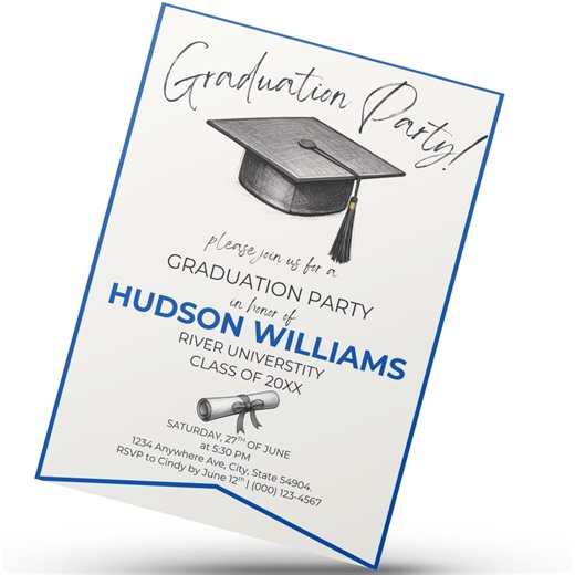 Editable Graduation Invitation Template, Digital Graduation Party Invite, Canva Graduation Evite, Printable Grad Invite, Instant Download - Etsy