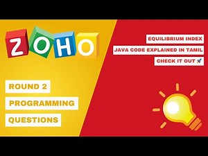 Zoho Round 2 Programming Question: Find Equilibrium Index in Array || Tamil
