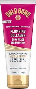 Gold Bond Plumping Collagen Body and Face Serum Lotion, Lightweight Hydrating Moisturizer with Collagen Peptide Complex, Jojoba and Grapeseed Oils to Visibly Plump Skin, Cherry Blossom Scent, 8 oz