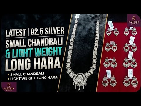 Latest silver chandbali light weight Long haram 92.5 all over Karnataka free shipping available
