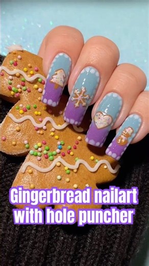 Easy gingerbread nailart with hole punchers🎄🤎 (step-by-step in description)