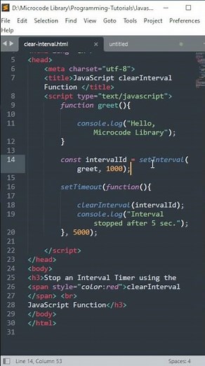 JavaScript Timer Control | Stopping Intervals with clearInterval() #shorts #tutorial