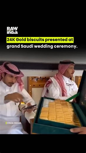 Raw India | At a grand wedding ceremony in Saudi Arabia, 24K gold biscuits were presented in an elegant green box. The bride’s brother opened the box... | Instagram