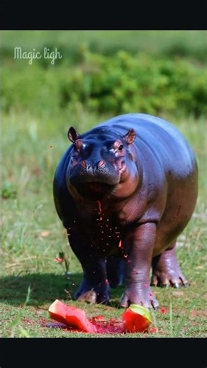 Baby Hippo vs Watermelon 🍉🦛 (Too Cute!)