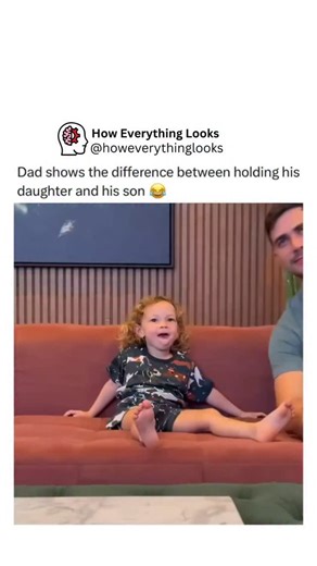 How Everything Looks on Instagram: "A viral social media post is captivating audiences by illustrating a father's playful depiction of the distinct ways his children show affection. The widely circulated image and accompanying video, which features a text overlay reading "Dad shows the difference between holding his daughter and his son," shows the girl lovingly embracing her father, while the interaction with the son humorously portrays him biting his dad's face. This relatable content has reso