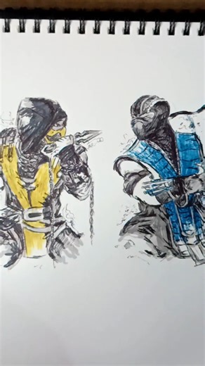 How to draw Scorpion vs Sub zero (Mortal Kombat) #drawing #mortalkombat #trending #viral #tutorial