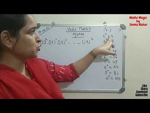 Part1 | Vedic Maths Square Technique | Yavadunam Tavaduni Kritya Vargena Yojayet | Seema Nahar