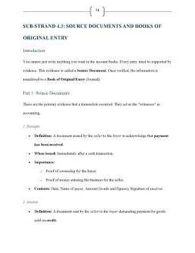 Grade 10 Business Studies Strand 4.0 Financial Records in Business Notes