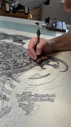 Jake Weidmann | Artist & Master Penman | The longest commission of my career — I’m 3 years into a nearly 4 year project. What started as a 2D pen and ink drawing ✍🏼 is now taking... | Instagram