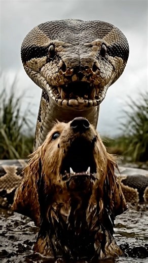 Hero Monkey Saves Puppy From Giant Python Attack Description: Witness the incredible moment a brave monkey risks everything to save a trapped puppy from a massive python! 😱 In this intense wildlife footage, a Golden Retriever puppy finds itself stuck in deep mud, cornered by a deadly snake. Just when all hope seems lost, a heroic monkey leaps into action, fighting off the predator and carrying the puppy to safety. This is a heartwarming display of interspecies friendship and bravery you have to