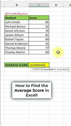 How to Find the Average Score in Excel! #excel
