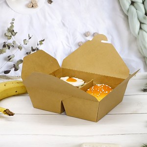 [Hot Item] Kraft Paper Lunch Box Packaging Food Take Away Paper Lunch Box with Lid