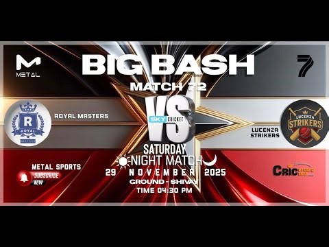 MATCH-72 || ROYAL MASTERS vs LUCENZA STRIKERS || BIGG BASH SEASON-7 || SKY CRICKET LIVE