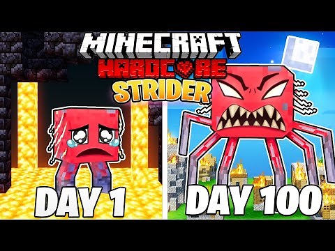 I Survived 100 DAYS as a STRIDER in HARDCORE Minecraft!