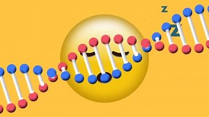 Digital Animation Dna Structure Spinning Sleepy Face Emoji Yellow Background